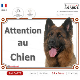Berger Allemand Poil Long ancien type, Plaque portail extérieur "Attention au Chien" photo Altdeutsche Schäferhund