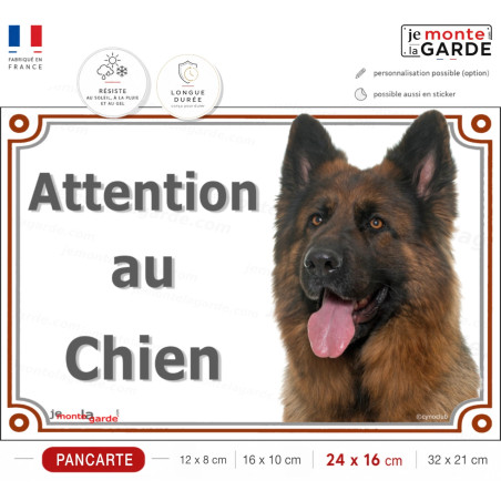 Berger Allemand Poil Long ancien type, Plaque portail extérieur "Attention au Chien" photo Altdeutsche Schäferhund