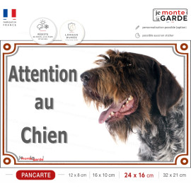 Griffon Korthals, plaque portail "Attention au Chien" photo, résiste pluie soleil gel, idée cadeau