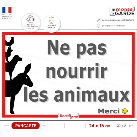 Panneau Portail "Ne pas Nourrir les Animaux, merci", pancarte champ, chevaux, ânes, poneys, panneau interdit, résiste dehors