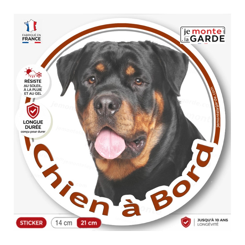 Rottweiler, sticker autocollant rond "Chien à Bord" Disque photo adhésif vitre voiture, résiste pluie soleil gel, idée cadeau Rottweiler, sticker autocollant rond "Chien à Bord" Disque photo adhésif vitre voiture, résiste pluie soleil gel, idée cadeau