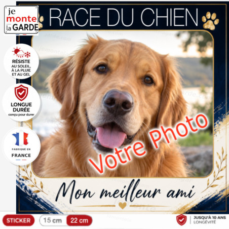Sticker "Mon meilleur ami" avec votre photo de chien, résiste dehors, fabriqué en France, une idée cadeau personnalisée