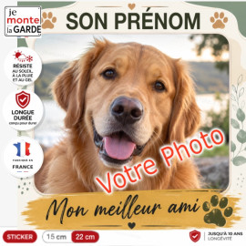 Sticker "Mon meilleur ami" avec votre photo de chien, résiste dehors, fabriqué en France, une idée cadeau personnalisée TOSCANE