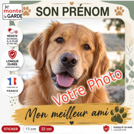 Sticker "Mon meilleur ami" avec votre photo de chien, résiste dehors, fabriqué en France, une idée cadeau personnalisée TOSCANE