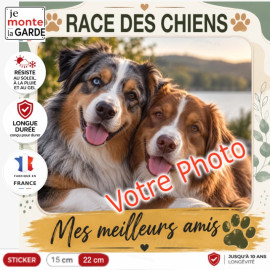 Sticker TOSCANE "Mes meilleurs amis" avec votre photo de chiens, résiste dehors, fabriqué France, idée cadeau personnalisée
