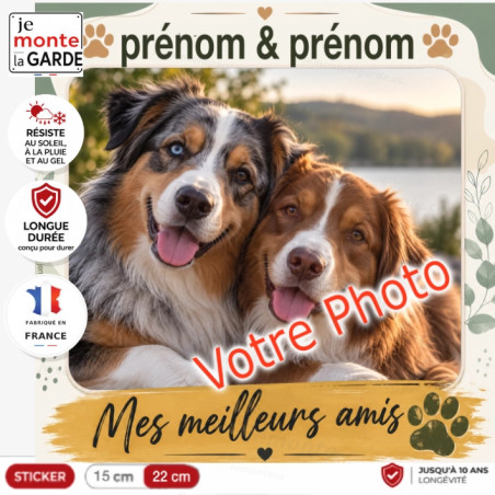 Sticker photo de vos chiens personnalisé PLURIEL "Mes meilleurs amis" TOSCANE, 2 Tailles