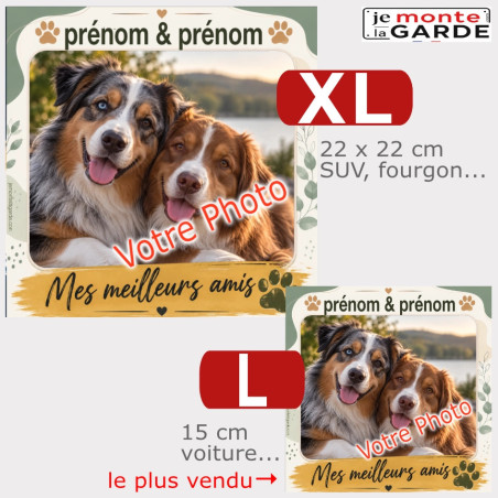 Sticker TOSCANE  "Mes meilleurs amis" avec votre photo de chiens, comparaison des tailles disponibles en photo