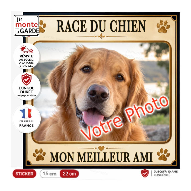 Sticker "Mon meilleur ami" avec votre photo de chien, résiste dehors, fabriqué en France, une idée cadeau personnalisée DUNE