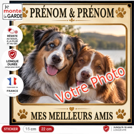 Sticker photo de vos chiens personnalisé PLURIEL "Mes meilleurs amis" DUNE, 2 Tailles