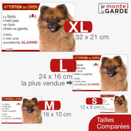 Plaque humour  "Attention au Chien, le Spitz fauve est une ALARME" 4 Tailles
