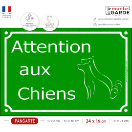 "Attention aux Chiens" Plaque de Rue pluriel Vert Gazon, pancarte portail couleur plusieurs chiens, résiste à l'extérieur