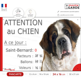 Saint-Bernard, plaque portail drôle "Attention au chien, Nombre de Voleurs, ballons, facteurs" résiste à l'extérieur
