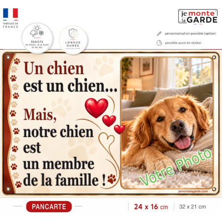 Plaque personnalisée photo chien "Membre de la famille" COEUR 2 Tailles
