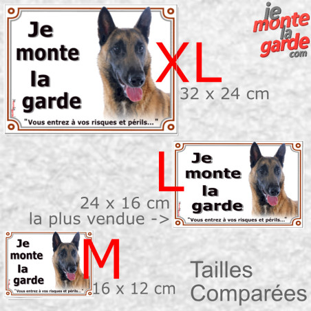 Malinois, plaque portail photo "Je Monte la Garde, risques et périls" résiste dehors