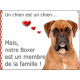 Boxer Fauve tête, plaque "un chien est un membre de la famille" affiche panneau photo pancarte attention idée cadeau