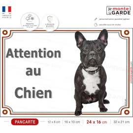 Bouledogue Français Noir Bringé, plaque portail "Attention au Chien" photo, résiste à l'extérieur, idée cadeau
