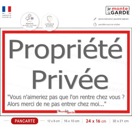 Pancarte “Propriété Privée” pour portail : message poli, 4 formats, résistante pluie, soleil et gel, fabriquée en France.