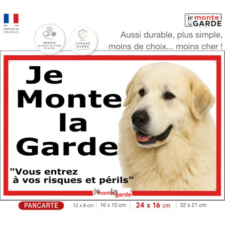 Pancarte portail Montagne des Pyrénées “Je monte la garde” – moins cher, même qualité | 4 Tailles