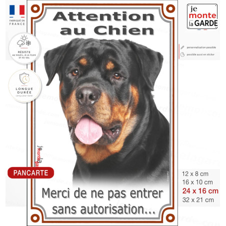 Pancarte verticale Rottweiler "Attention au Chien" 4 Tailles