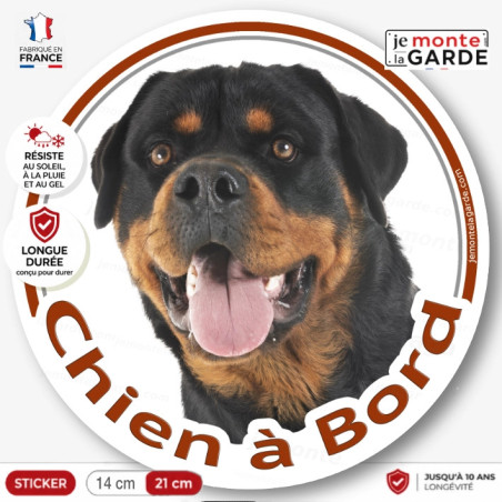 Sticker voiture Rottweiler "Chien à Bord" 2 Tailles