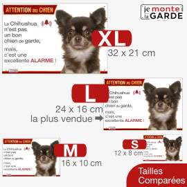 Pancarte humour Chihuahua chocolat "Attention au Chien" - Alarme | 4 Tailles