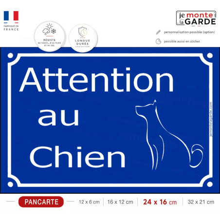 Plaque Bleu Marine “Attention Au Chien” Style Plaque De Rue Parisienne | 4 tailles