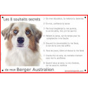 Aussie Rouge Merle, plaque "Les 8 Souhaits Secrets" 24 cm CDT