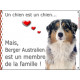 Berger Australien Bleu Merle, plaque Attention "un chien est un membre famille" affiche panneau pancarte photo idée cadeau
