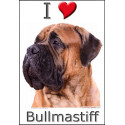 "I love Bullmastiff" Sticker photo 4 tailles, 4 possibilités !