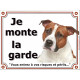 American-Staff Fauve, Plaque portail "Je Monte la Garde, risques périls" panneau pancarte, amstaff, am staff photo