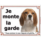 Beagle Tête Panneau Je Monte la Garde, plaque affiche pancarte, risques et périls, attention au chien