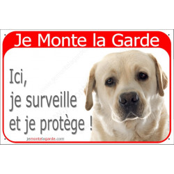 Labrador, plaque rouge portail "Je Monte la Garde" 24 cm RED