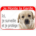 Labrador Sable Tête, plaque rouge portail "Je Monte la Garde" 2 Tailles RED