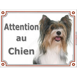 Yorkshire Terrier Biewer tête plaque portail "Attention au Chien" pancarte entrée, panneau photo race York