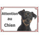 Pinscher Noir et Feu Tête, Plaque portail Attention au Chien ! panneau affiche pancarte, attention chien
