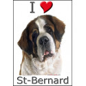 "I love St-Bernard" Sticker photo 2 tailles, 4 possibilités ! C