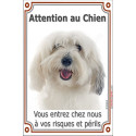 Coton de Tuléar, plaque verticale "Attention au Chien" 24 cm VL