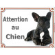 Bouledogue Français bringé Couché, plaque portail "Attention au Chien" pancarte photo panneau bringué