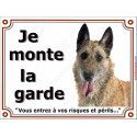 Berger Belge Laekenois tête, plaque portail "Je Monte la Garde" 2 tailles LUXE