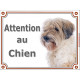 Plaque portail 2 tailles Attention au Chien, Terrier du Tibet fauve Tête pancarte panneau tibétain