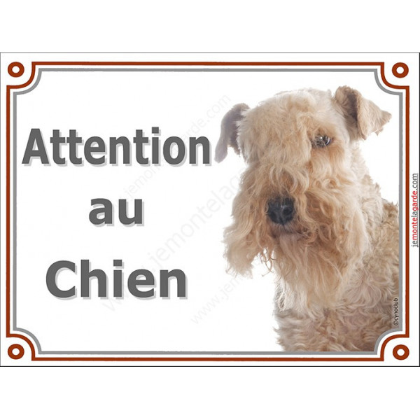 Plaque portail 2 tailles Attention au Chien, Lakeland Terrier Tête pancarte panneau Patterdale