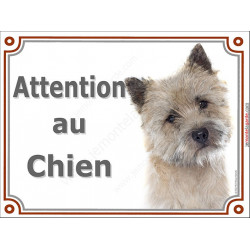 Plaque portail 2 tailles Attention au Chien, Cairn Terrier Tête pancarte panneau
