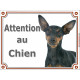 Pinscher noir et feu Tête, plaque portail "Attention au Chien" pancarte panneau photo pinsher