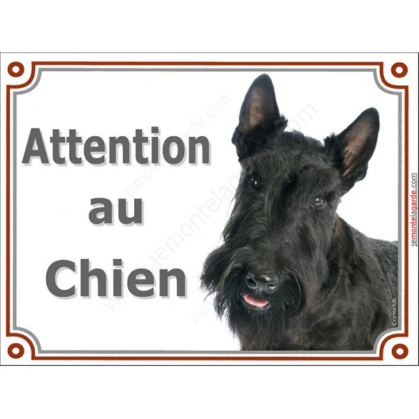 Scottish Terrier noir Tête, plaque portail "Attention au Chien" pancarte panneau écossais photo