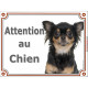 Chihuahua noir et feu à poils longs Tête, plaque portail "Attention au Chien" pancarte panneau photo