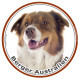 Berger Australien Tricolore Rouge, sticker photo autocollant ronds, Aussie disque adhésifs