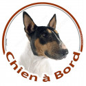 Bull Terrier, sticker voiture rond "Chien à Bord" 15 cm - 3 ans