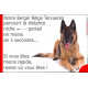 Berger Belge Tervueren couché, Plaque Portail distance niche-portail 3 secondes, pancarte, affiche panneau attention au chien ph