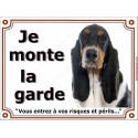 Basset Hound, plaque portail "Je Monte la Garde" 24 cm LUX