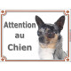 Plaque portail 2 tailles LUXE Attention au Chien, Chihuahua merle à poils courts Tête pancarte panneau arlequin